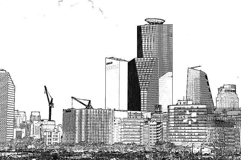线条勾勒的城市建筑图片素材