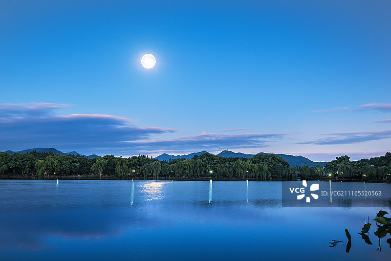 西湖月色图片素材