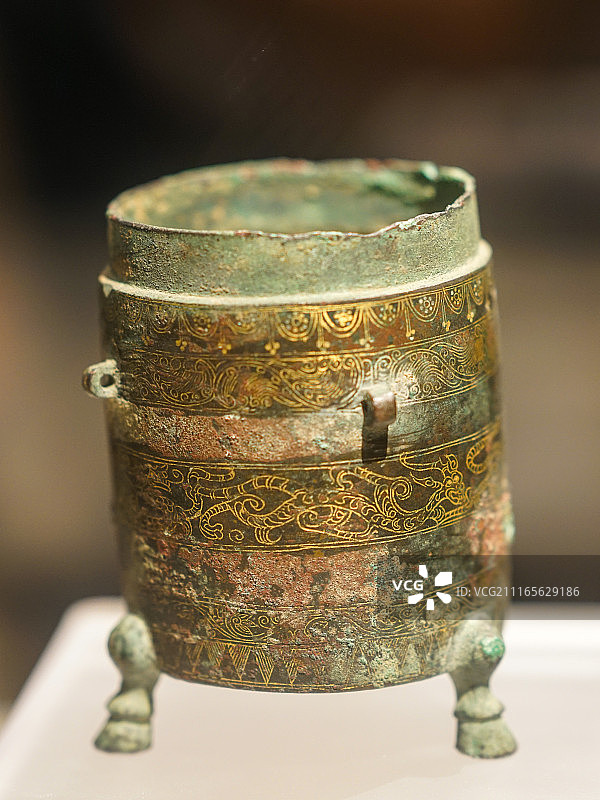 西安陕西博物馆“升平十三年”错金泥簠图片素材