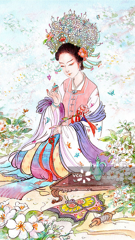 二十四节气美人图-春分图片素材