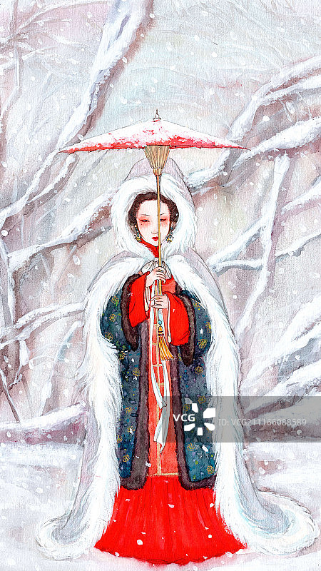 二十四节气美人图-大雪图片素材