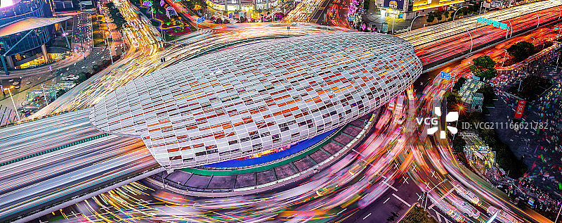 上海五角场巨蛋夜景图片素材