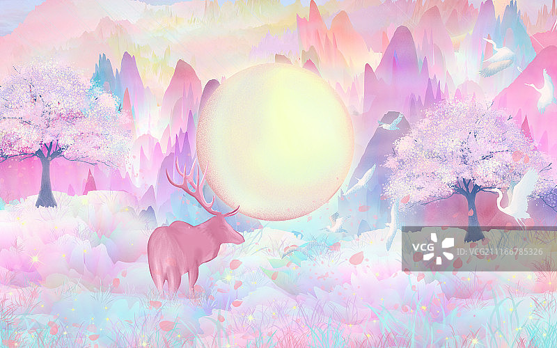 中秋节佳节，花好月圆插画包装图片素材