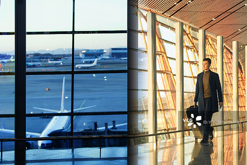 商务男士在机场图片素材