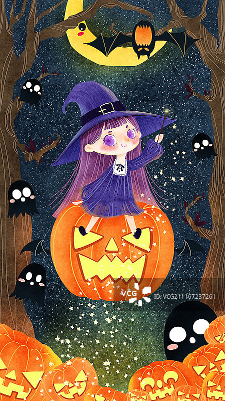 小魔女之万圣节图片素材