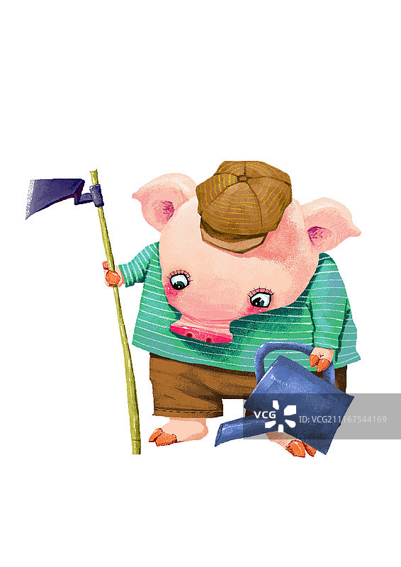 动物插画系列作品共3000幅-猪年插画系列-会种植的猪图片素材