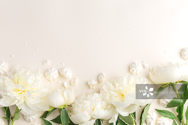 米色背景上的春季花卉2.5D图图片素材