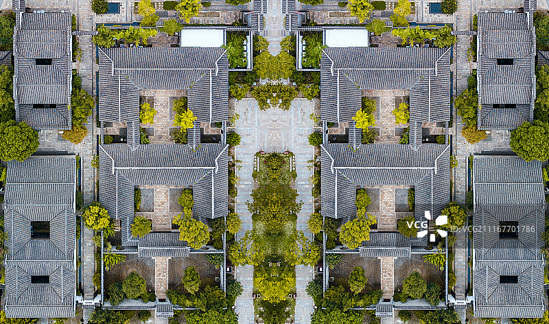 航拍上海广富林历史遗迹建筑风光图片素材