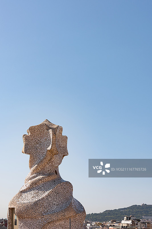 西班牙巴塞罗那米拉之家的经典高地建筑特写图片素材