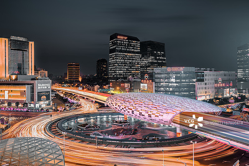 上海五角场巨蛋夜景图片素材