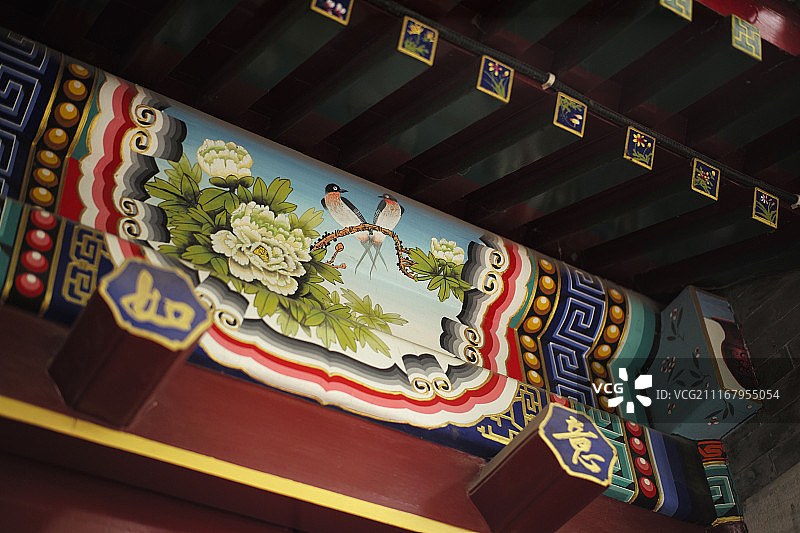 东方文化-老北京胡同彩绘图片素材