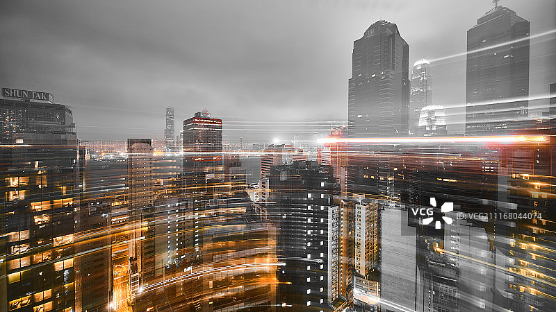 摇拍香港城市夜景图片素材