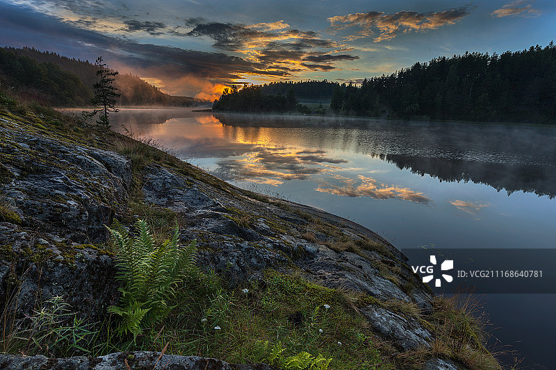 拉多加湖日落图片素材