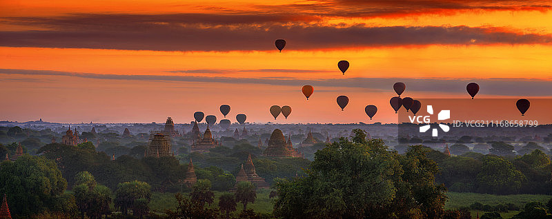 蒲甘平原上的热气球图片素材