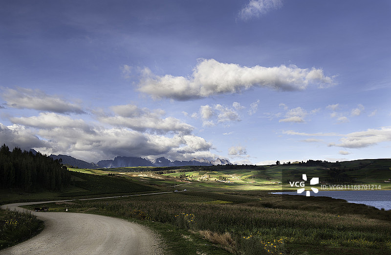 湖岸边的泥路风景图片素材