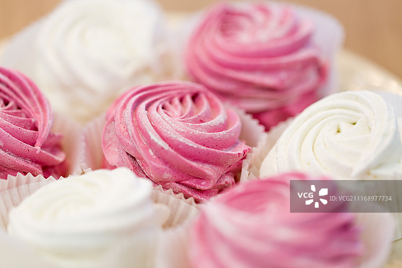 食物甜点概念：棉花糖甜点特写图片素材