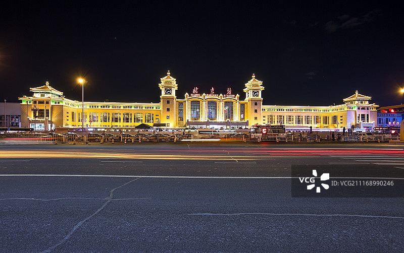 北京站夜景图片素材