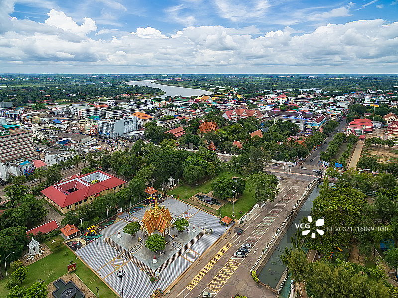 泰国乌汶府城市广场航拍高清图图片素材