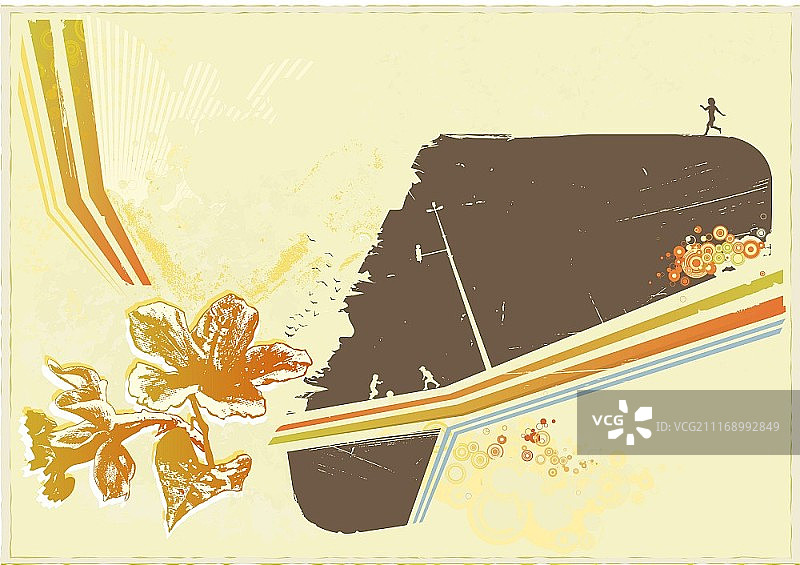 风格化复古都市背景矢量素材图片素材