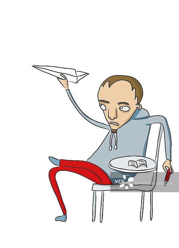 男孩扔纸飞机图片素材