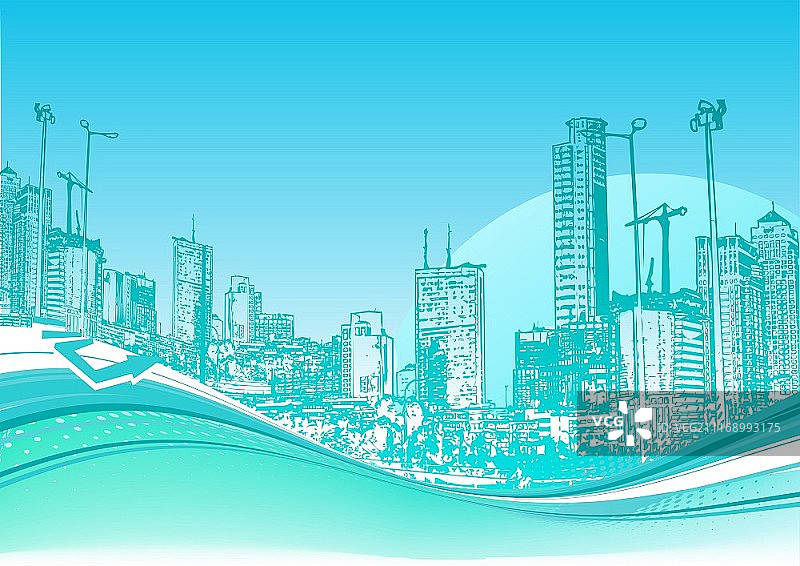 城市抽象点线背景矢量插画图片素材
