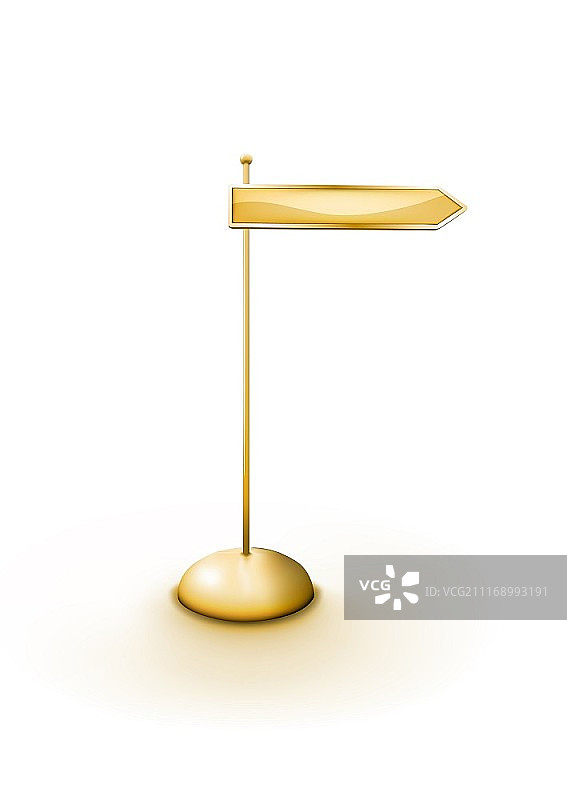 金色箭头方向标志矢量插画。您可以轻松更改颜色，放入您自己的标牌文字。图片素材