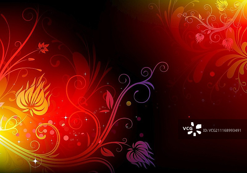 未来主义红色花卉元素背景矢量插画图片素材