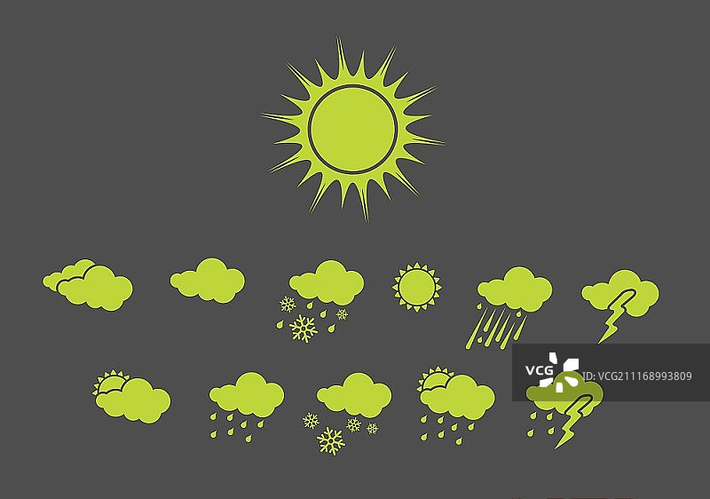 各种天气类型的精美天气图标矢量素材图片素材