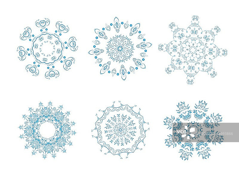 6种不同雪花图标集矢量图-1图片素材