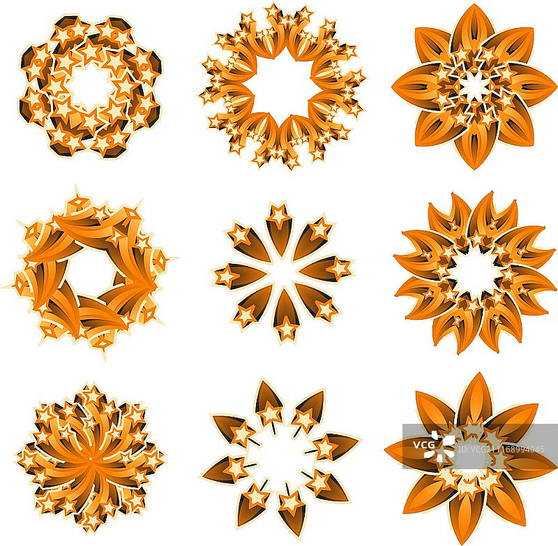 矢量插画：抽象花卉和装饰元素图片素材