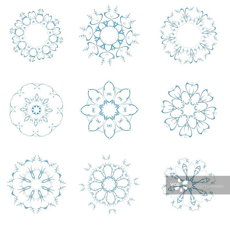 矢量插画：抽象花卉和装饰元素图片素材