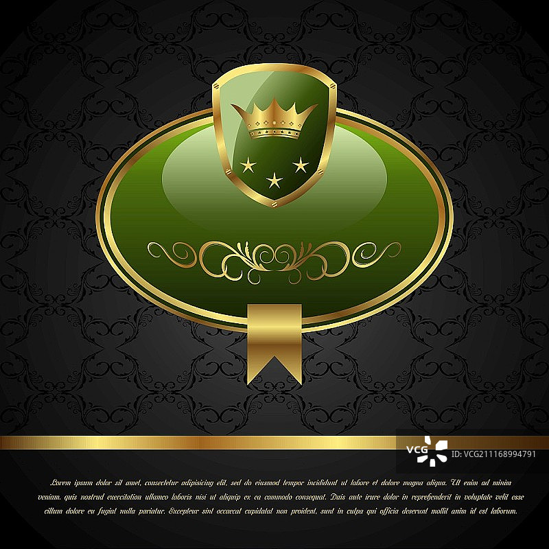 金色框架盾牌皇冠皇家背景矢量插画图片素材