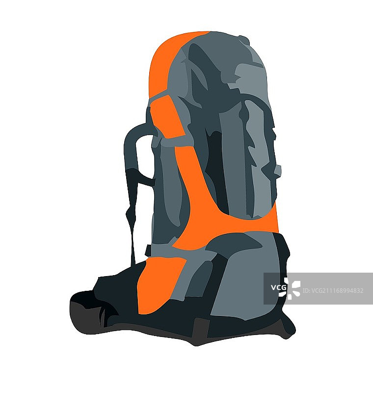 孤立在白色背景上的旅游背包写实插画-矢量图片素材