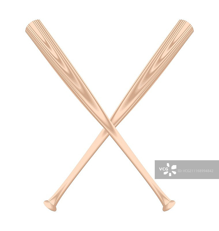 两根棒球棍写实插画图片素材