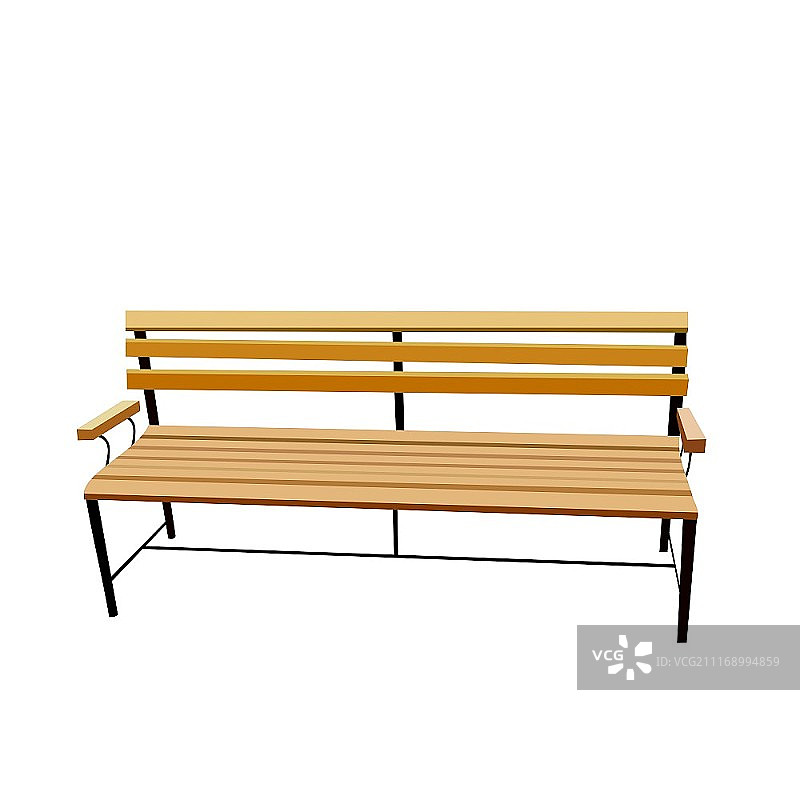 白色背景上的长椅逼真插画矢量图图片素材