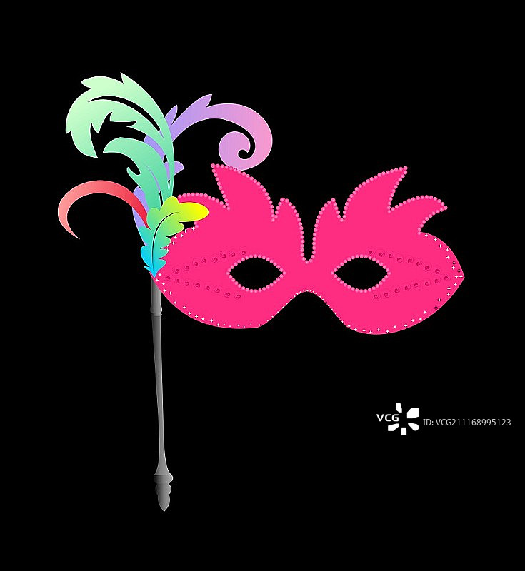 逼真风格狂欢节面具钻石矢量插画图片素材
