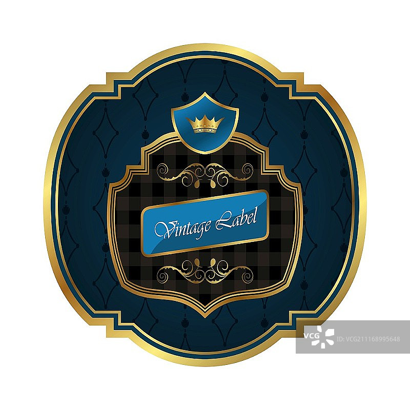 金色皇冠标签框架插画（矢量图）图片素材