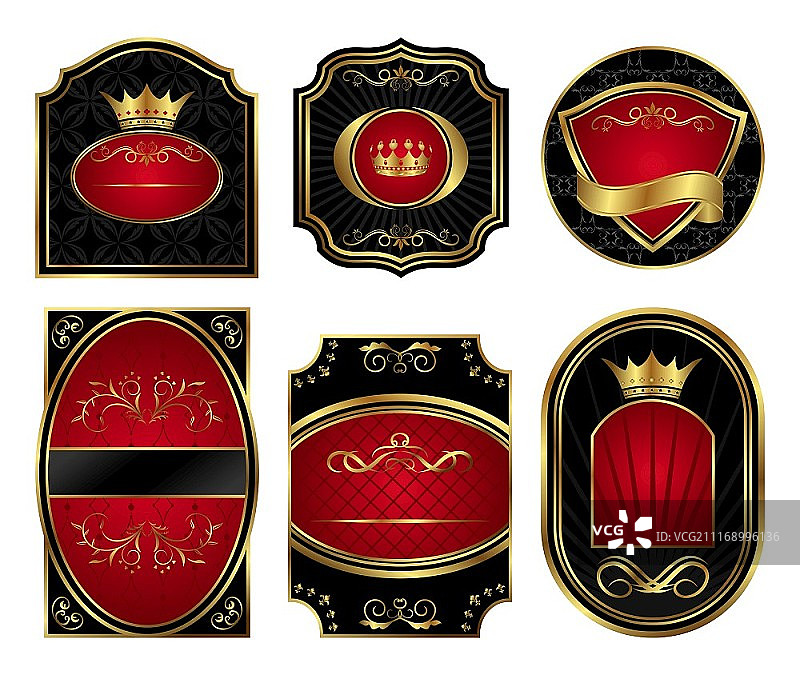 黑金边框标签插画集-矢量图图片素材