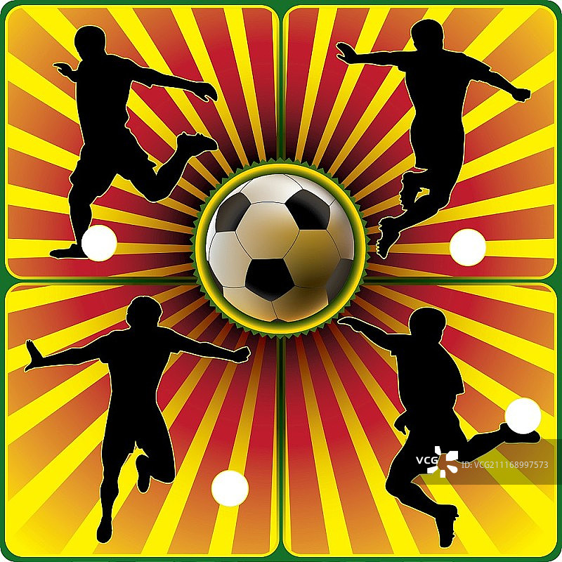 抽象背景上的足球运动员剪影图片素材