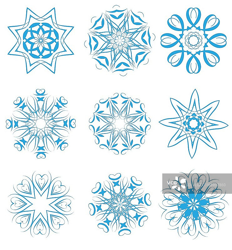 矢量插画：圣诞节雪花和星星图案合集图片素材