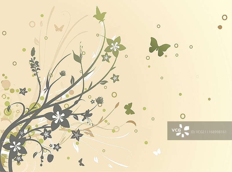 带有装饰性花卉背景的 Swirling Grunge 矢量图图片素材