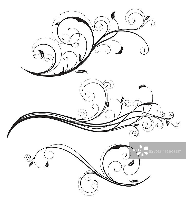 漩涡花纹装饰花卉元素矢量插画合集图片素材