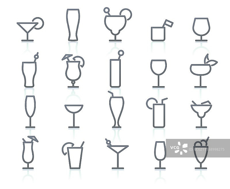各种风格的酒精杯矢量插画图片素材