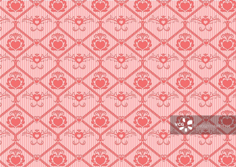 粉色背景上的心形复古抽象图案矢量插画图片素材