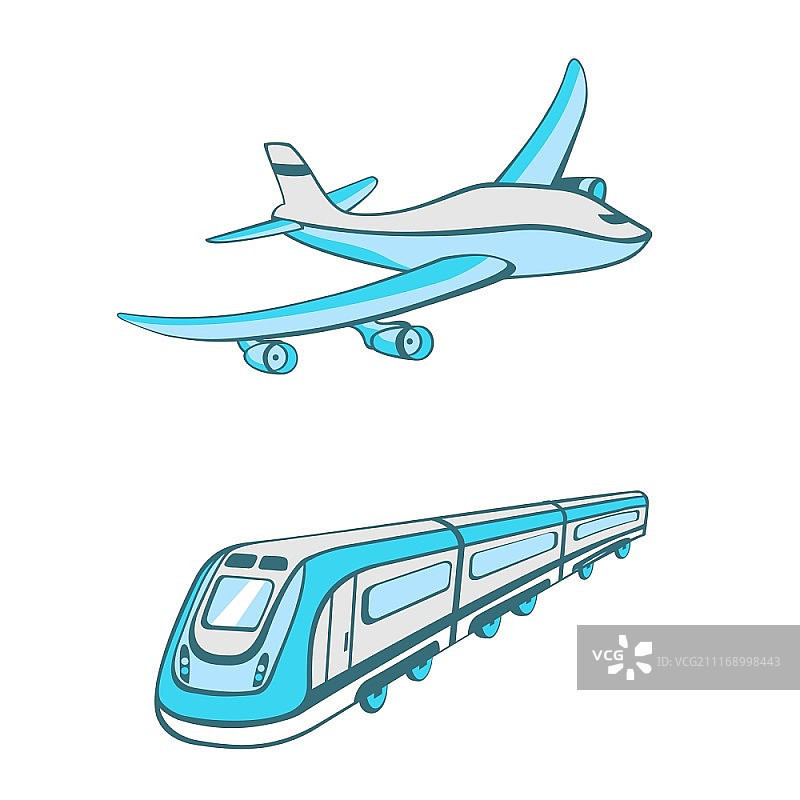 交通工具矢量插画：可爱交通图标图片素材