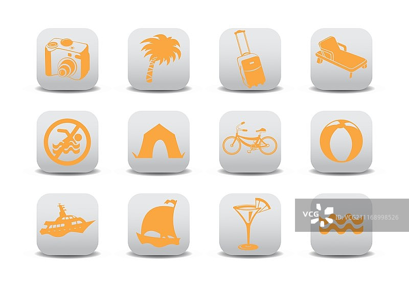 与夏季旅游相关的图标集或设计元素矢量图图片素材