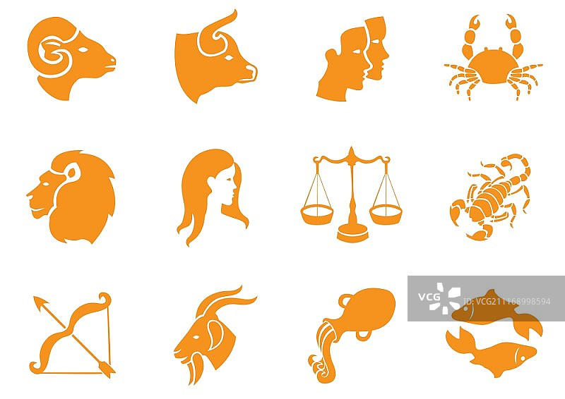 十二星座矢量图：适用于网站、应用或演示文稿图片素材