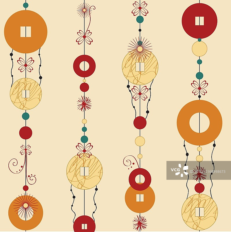 装饰风铃矢量插画，含纯正装饰设计图片素材