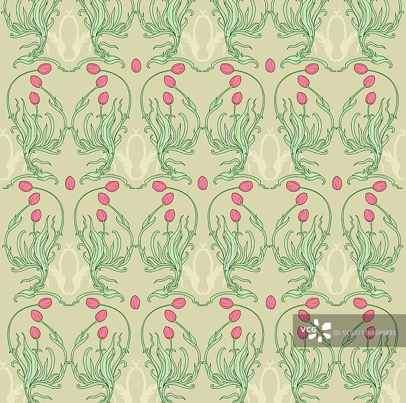 复古风郁金香花卉背景矢量图图片素材