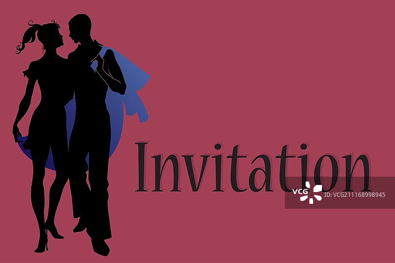 时髦婚礼请柬矢量插画，酷炫性感的新娘和新郎图片素材